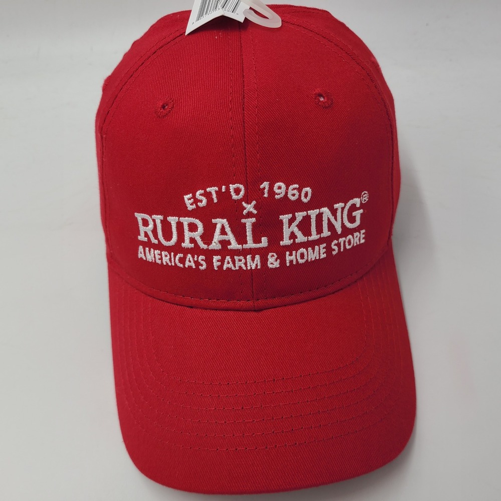 Rural King Hat Snapback Red White Americas Farm & Home Store Logo Outdoors Men